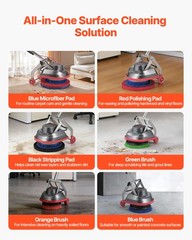 VEVOR Floor Scrubber Machine Floor Cleaner Polisher with 3 Pads and Brushes
