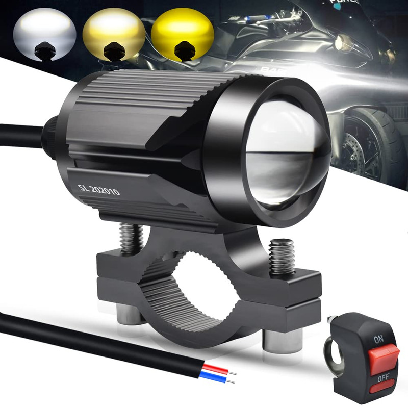 Henlix Motorcycle Driving Lights 15 Watts Double Color Light White/Amber 3
