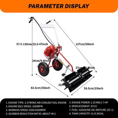 1.7hp Gas Power Walk Behind tractor dirt snow Sweeper Broom Driveway Walkway USA
