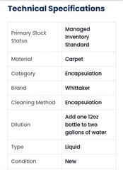 NEW Whittaker Crystal Quick Response, 12 oz. (06 PK) Extraction Carpet Cleaner.