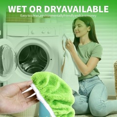 4PCS Reusable Microfiber Mop Pads Compatible with Swiffer Sweeper, Green