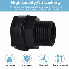 10 Pack Bulkhead Fitting, Garden Hose Threaded 3/4 Inch Male 1.05 inch, Black