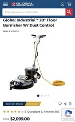 Global Industrial 20″ Floor Burnisher W/ Dust Control -Open Box READ DESCRIPTION