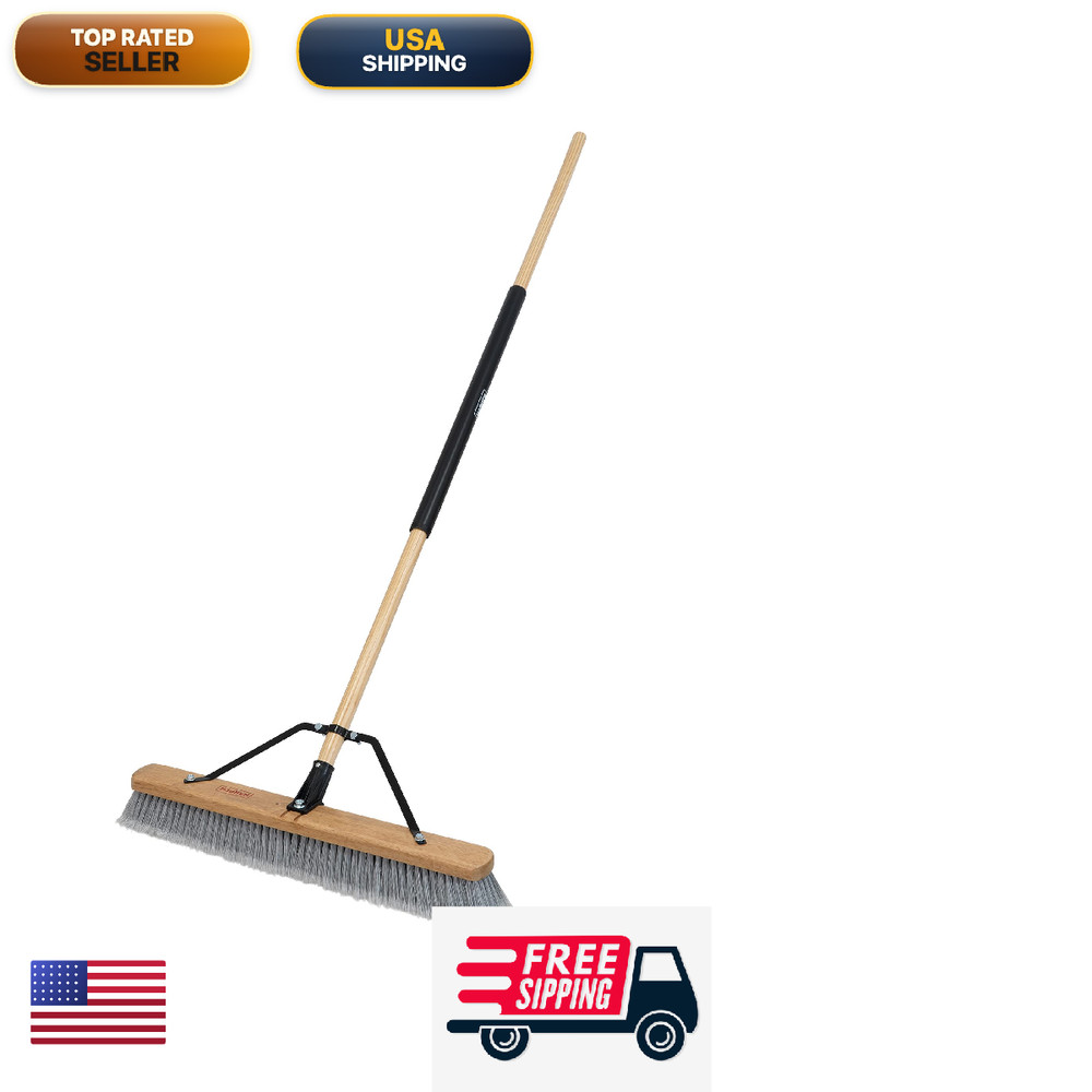 Harper 24 Inch Indoor Smooth-Surface Push Broom Flagged Bristles For Sand Saw