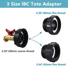 SNUTUYA 3-Size IBC Tote Adapter, 275-330 Gallon 0.472 inches, Brass
