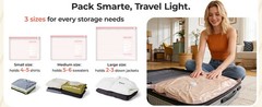 Vacuum Bags for Travel with Rechargeable Air Pump, Portable Space Saver Bags for