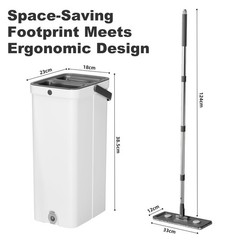 Mop and Bucket with Wringer Set, Hands-Free Flat Floor Mop and Bucket for Flo…
