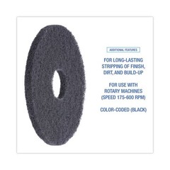 Boardwalk Stripping Floor Pads, 13″ Diameter, Black, 5/Carton