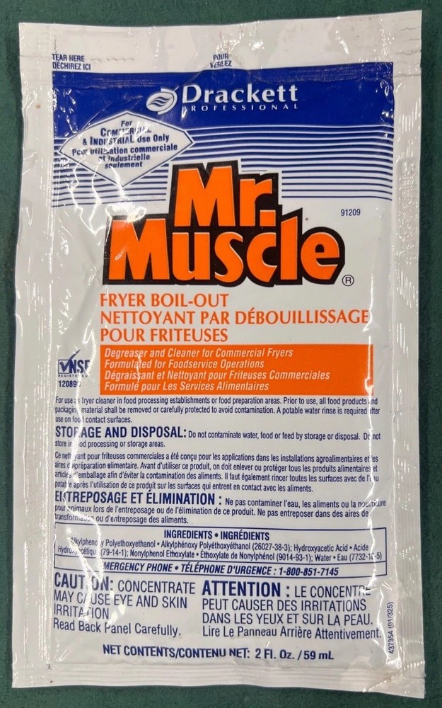 Drackett Fryer Boil-Out Cleaner Packets 2 oz New Mr Muscles
