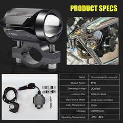 Henlix Motorcycle Driving Lights 15 Watts Double Color Light White/Amber 3