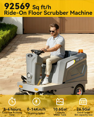 50.4″ Ride-on Floor Sweeper Industrial Machine 26.5 Gallon Dustbin 92600 Sqft/h