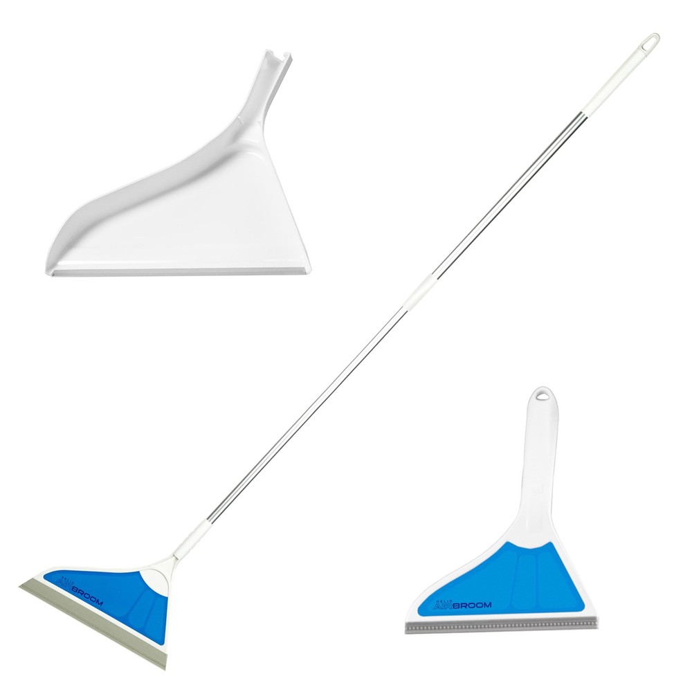 Helio AirBroom 3 Piece Kit All Surface Sweeper and Squeegee for Wet White