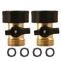 LIULO TOOL 2 Pack Brass Garden Hose Shut-Off Valve, 3/4 Inch 2, Brass, Black