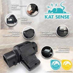 Kat Sense Covered Rat Trap & Chipmunk Trap, Prevents Accidental BLACK