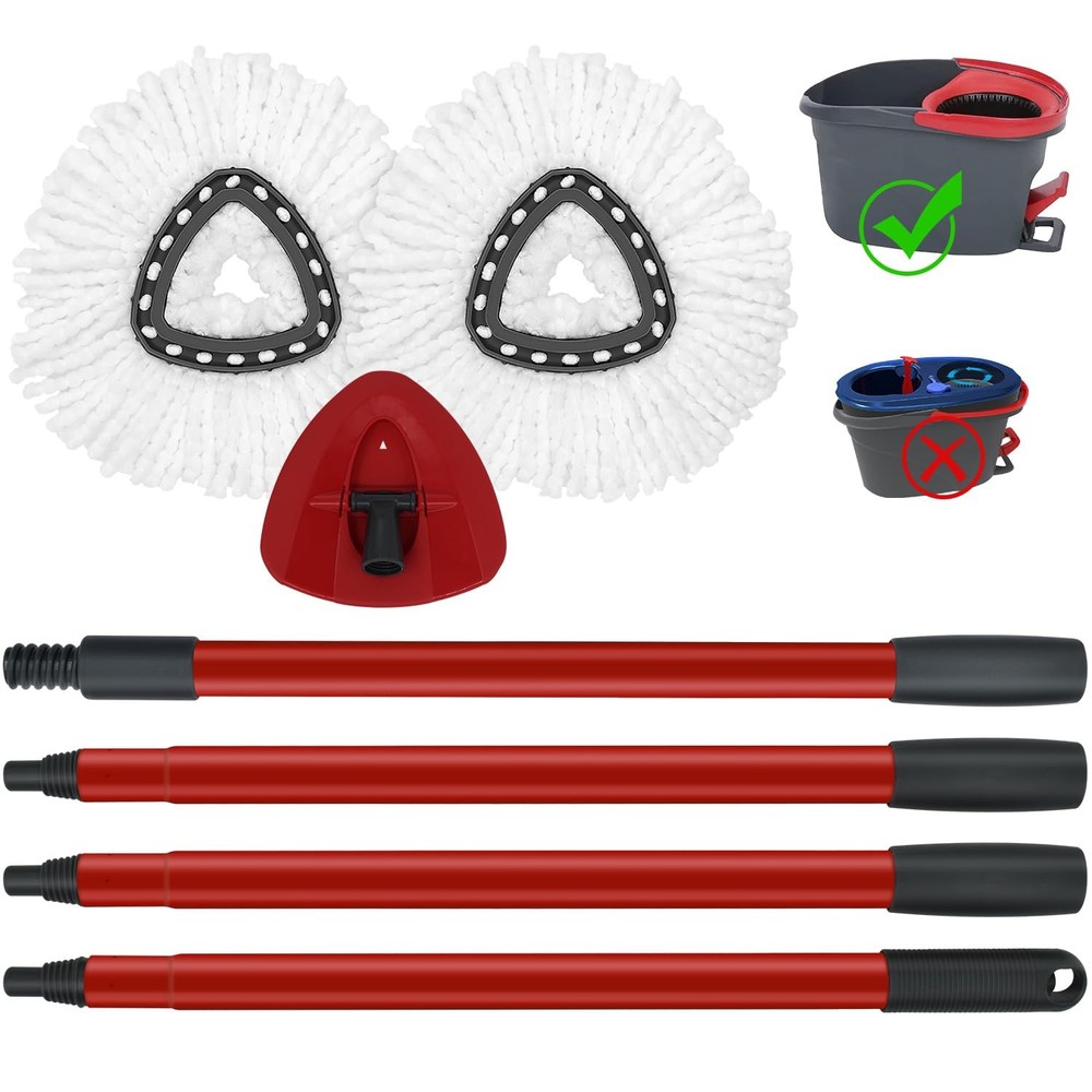 Mop Replace Heads Handle and 1 Sets + 2 White + 1 Base