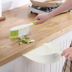 NACENA Dust Pan and Brush Set, Large Hand Broom Dustpan Yellow & Green