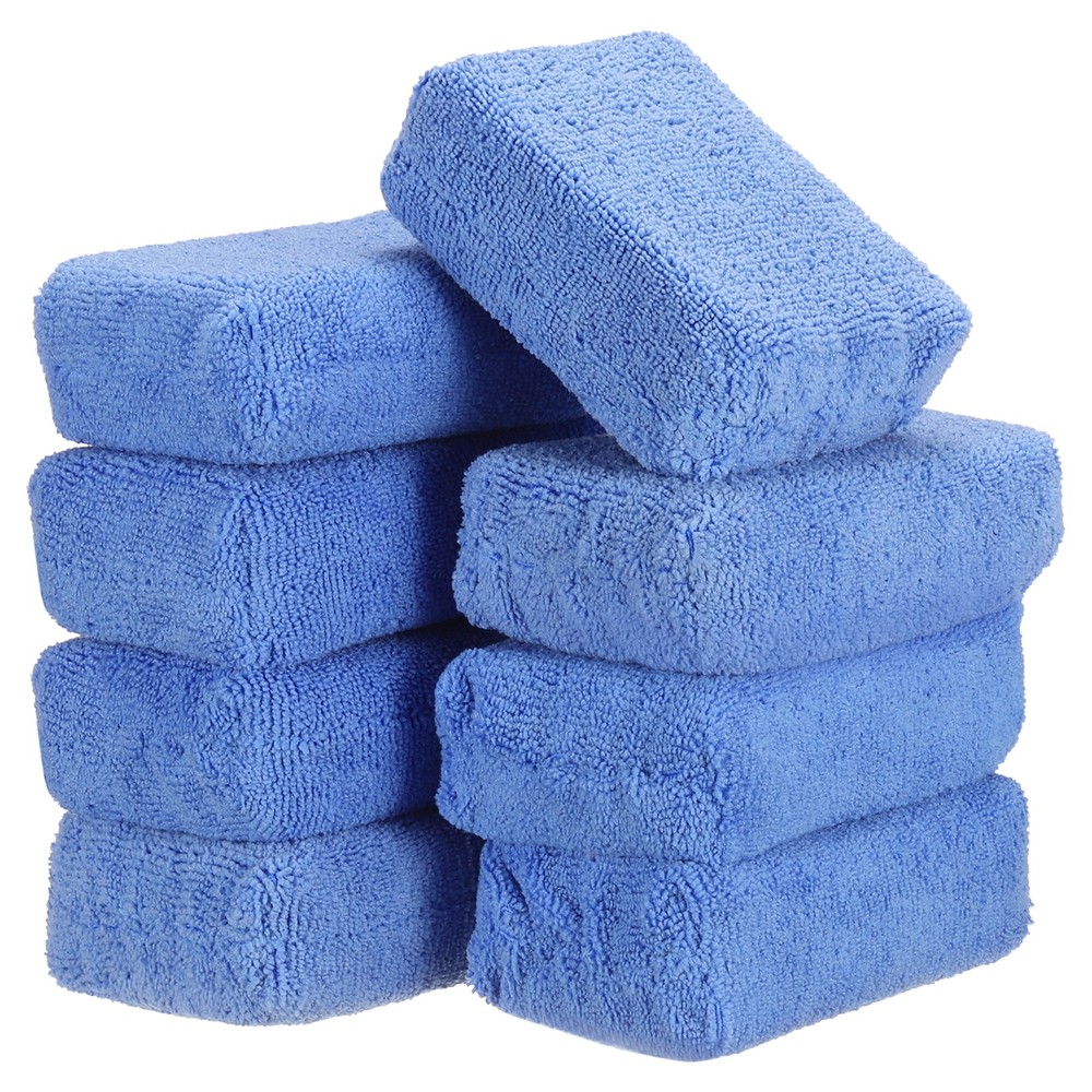 8pcs Microfiber Car Wash Sponge 4.7″x3.2″ Non-Scratch Foam Applicator Blue