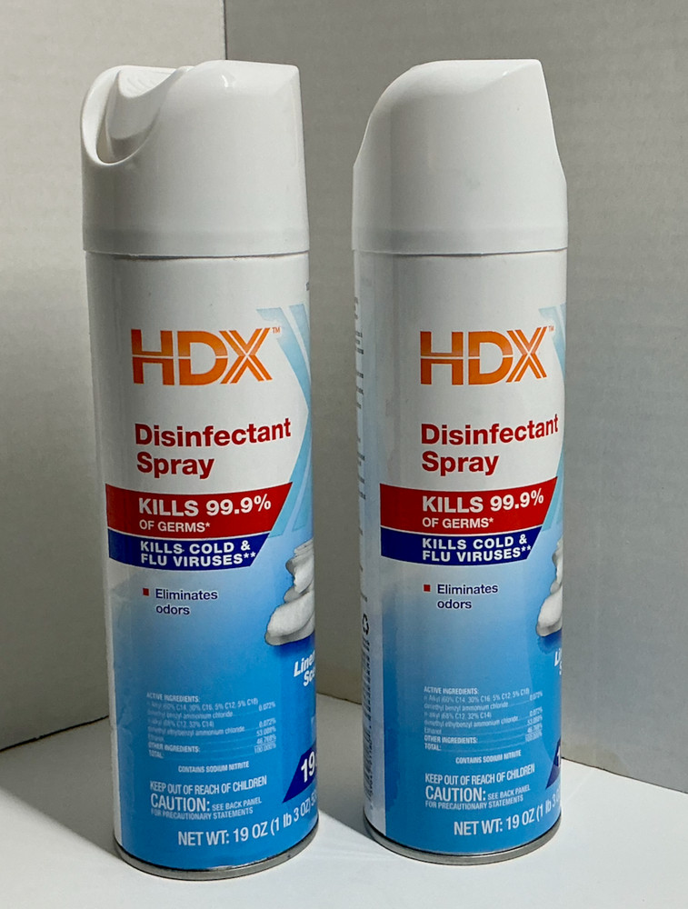 HDX Disinfectant Spray Kills 99.9% Of Germs, Kills Cold & Flu Viruses – 2 Pack