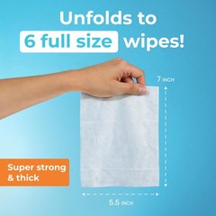 Impossibly Compact Travel Flushable Wipes – 99.5% Water 6 Count (Pack of 8)