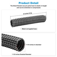 Motorized Lower Nozzle Hose Replacement Shark 6 inches x 1.25 inches, Black