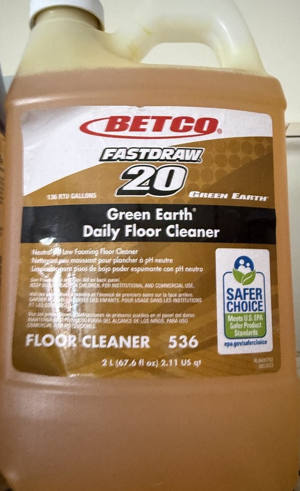 BETCO 20 Fastdraw (2 LITER EACH) Green Earth Daily Floor Cleaner