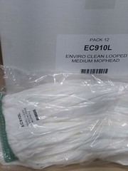 12 Enviro Clean EC910L Loop End White Mop Heads Green Head/Tail Band Medium NEW