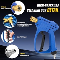 Stubby Swivel Pressure Washer Gun – 5000 PSI / 10 GPM with 3/8″ Male blue