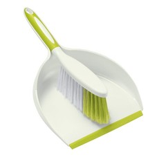 NACENA Dust Pan and Brush Set, Large Hand Broom Dustpan Yellow & Green
