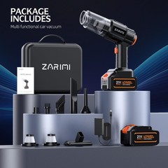 ZARIMI Car Vacuum Cordless 50000Pa, 2 Batteries, 6-in-1 Handheld Dust Buster