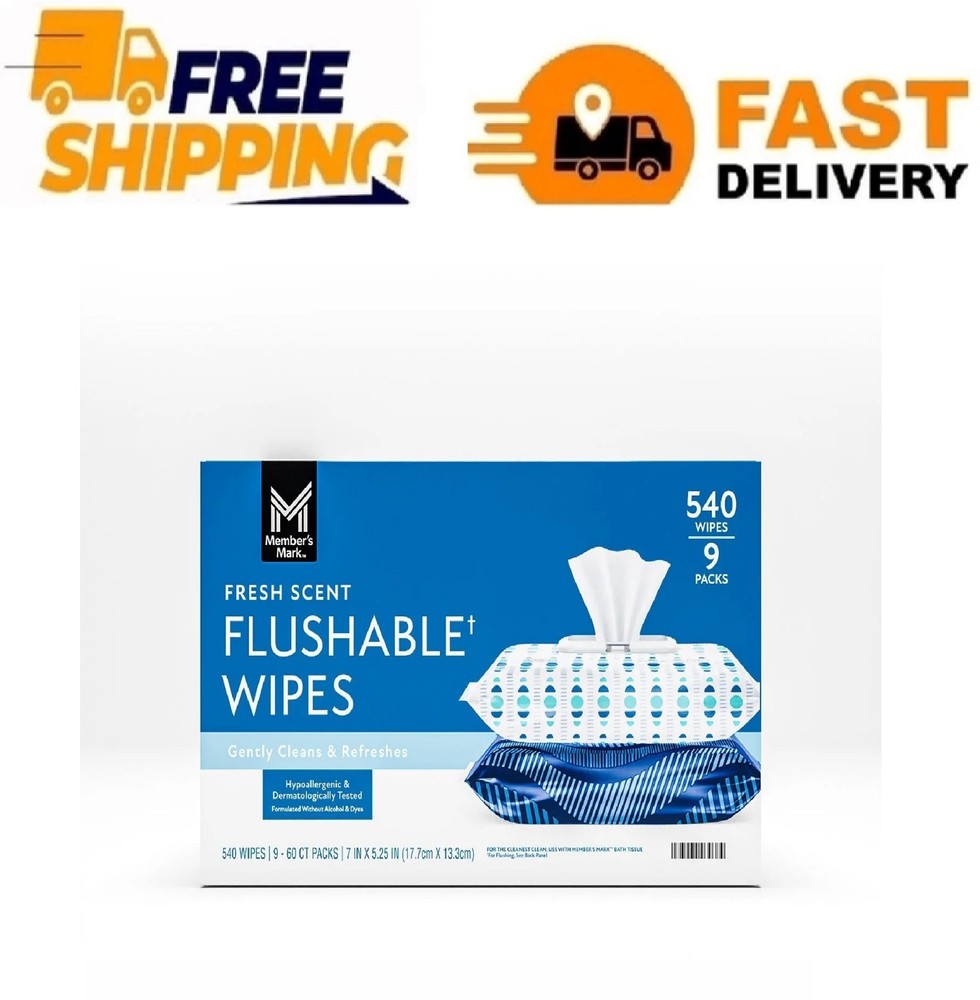 Member’s Mark Flushable Wipes, Fresh Scent, 540 ct.