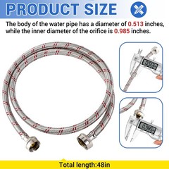 Yejesiy 4 Ft Washing Machine Hoses, 2 Packs Premium 4 Feet, red and blue