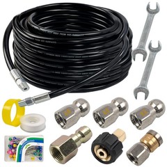 Sewer Jetter Kit for Pressure Washer 50FT, Drain Black-50 FT, Black