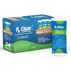 Rx Clear Mega Shock | 73% Calcium Hypochlorite | 1 lb per bag | 24-Bag Pack