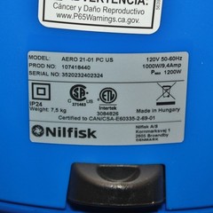 Nilfisk Aero 21 Shop Vacuum 107418440, 5-1/4 Gallon Tank, 120V AC, Wet Dry HEPA