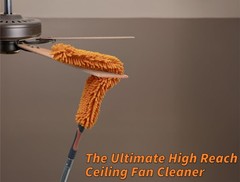 Long Handle Duster for Cleaning // Extendable 3 feet, Black and Orange
