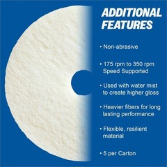 Genuine Joe 20″ White Polishing Floor Pad – 5/carton – Fiber – White (gjo-90520)