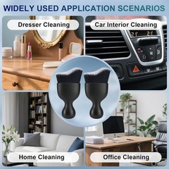 2-Piece Car Interior Detailing Brush Set with Soft Bristl Color: Black & White
