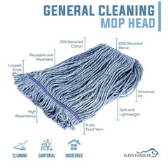 Bison Life KLEEN HANDLER Nano Microbial General Cleaning Mop – 24 Replacements