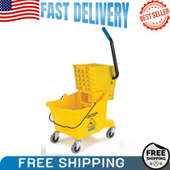 NEW 26 Quart Mop Bucket Side Press Wringer Casters 18.5 x 16.5 x 23 Yellow