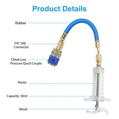 Oil & Dye Injector 30ml/1oz Car Air Conditioning Adapter R134A Quick Coupler