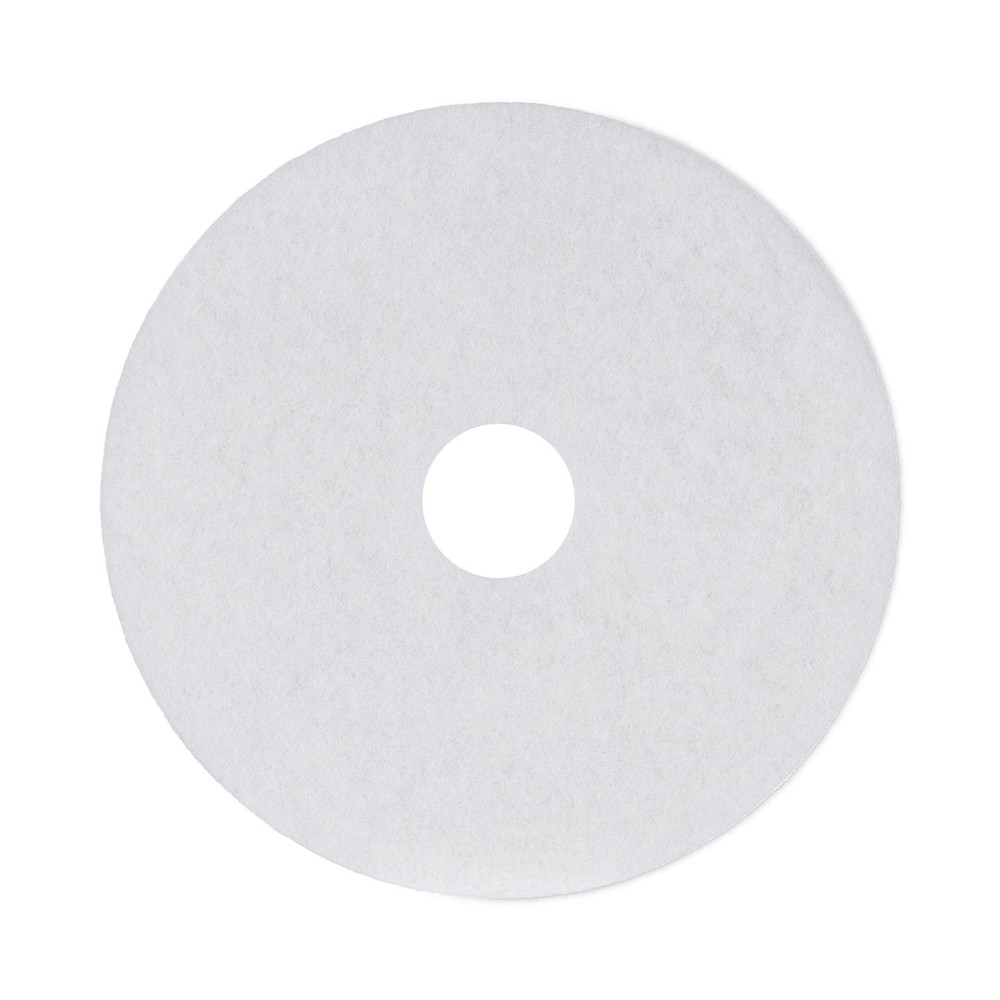 Boardwalk® Standard Polishing Floor Pads, 17 Diameter, White, 5/Carton
