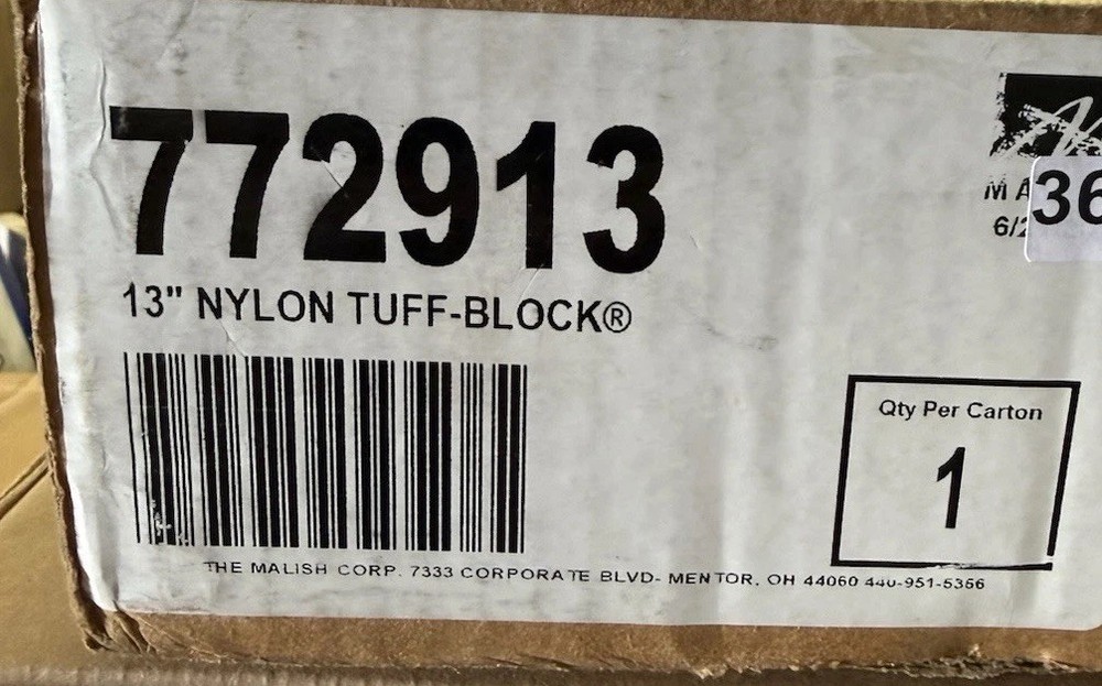 Malish 772913 13” Tuff-Block Floor Scrubber Brush w/ 833802 Gimbal – New