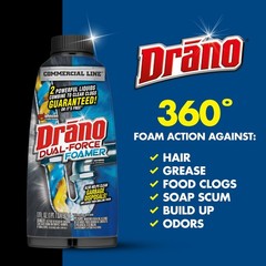Drano Dual-Force Foamer Clog Remover, Commercial Line, 17 Fl Oz (Pack of 1)