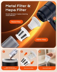 Portable Cordless Car Vacuum, 4-in-1 Handheld Vacuum with Orange