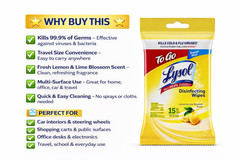 Lysol Disinfecting Wipes To Go 5 Pack 15ct Lemon Lime Travel Size Kills 99.9%