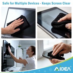 AIDEA Microfiber Cleaning Cloth Black 50PK, 11.5in.x11.5in.,