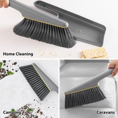 Lumkew Small Broom and Dustpan Set, Hand Mini Dust-Pan 1 Piece, Gray