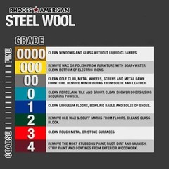 Steel Wool 0000 12 pad Fine Grade Rhodes, American Final Finish Super Fine