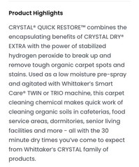 NEW Whittaker Crystal Quick Response, 12 oz. (12 PK) Extraction Carpet Cleaner.