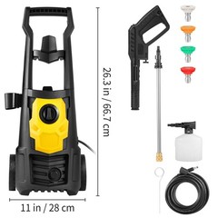 Electric Pressure Washer, 2000 PSI, Max. 1.76 GPM Power Washer with 30 ft Hose